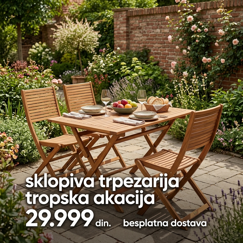Tropska Akacija u Tvom Dvorištu - Sklopiva Baštenska Garnitura od Drveta Fieldmann