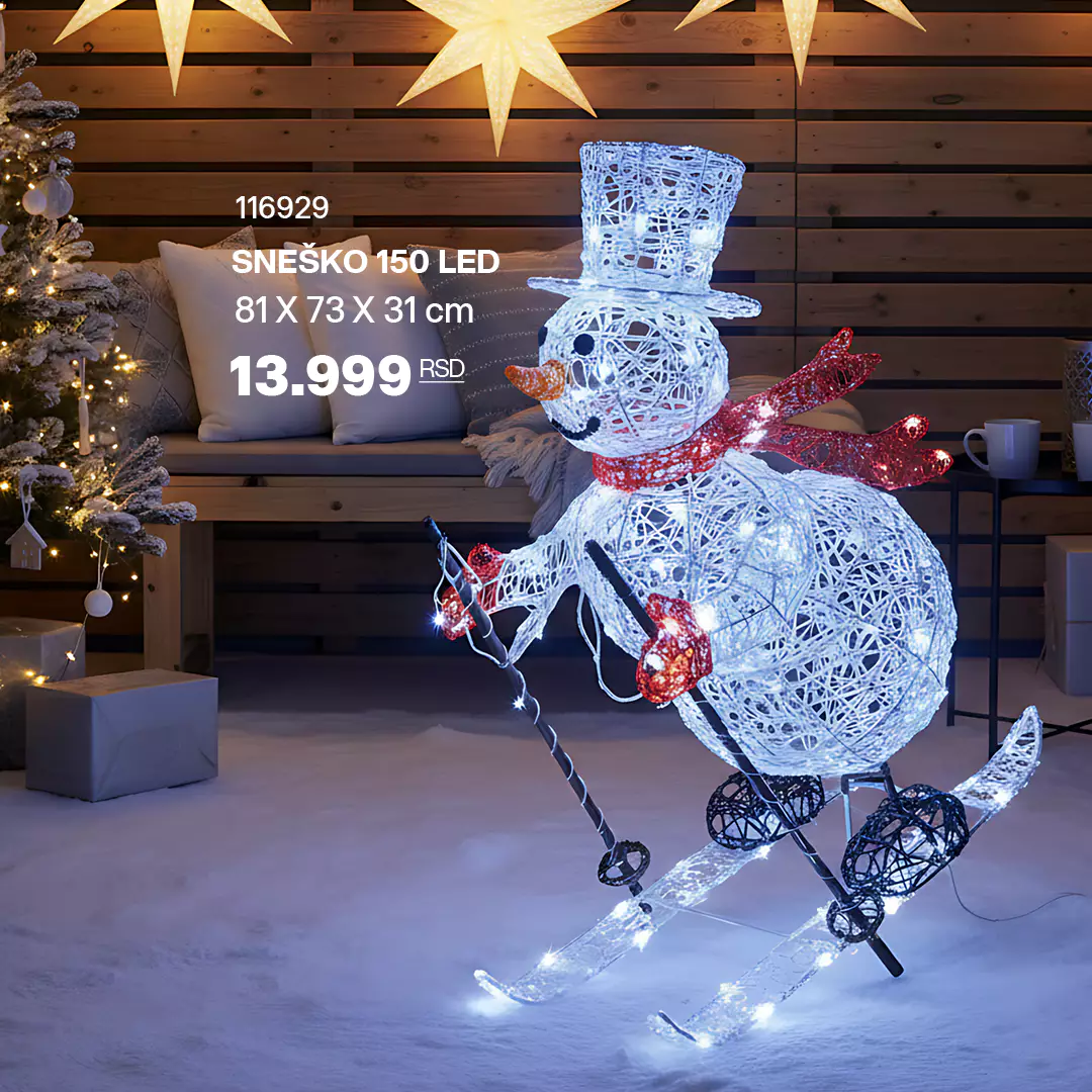 LED Svetleća Figura Sneško Na Skijama