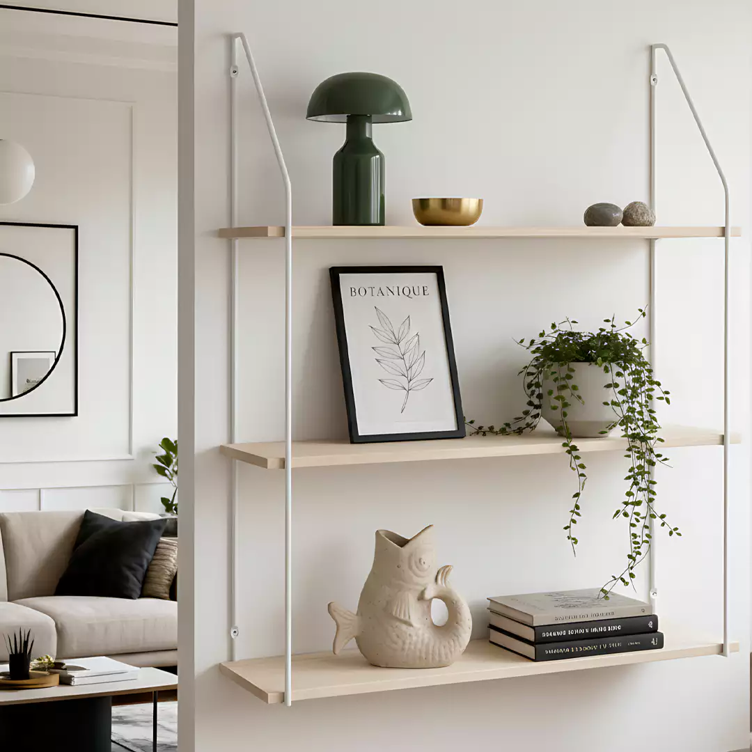 Zidna viseća polica 80x65x20 cm Bela Natur