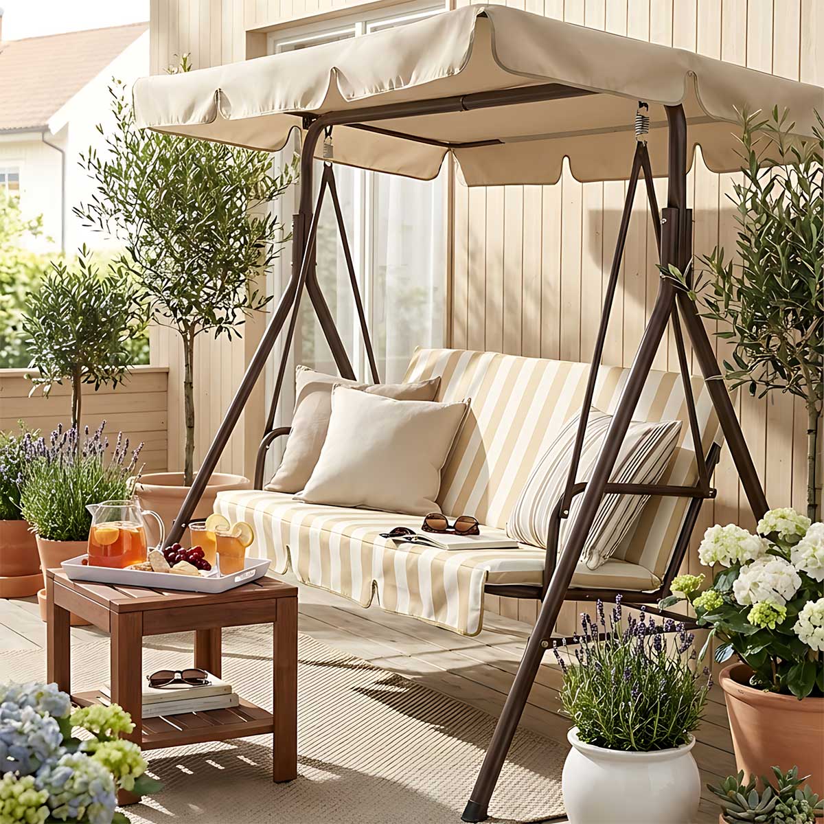 Baštenska ljuljaška Amico Bež Bele Pruge FBL3