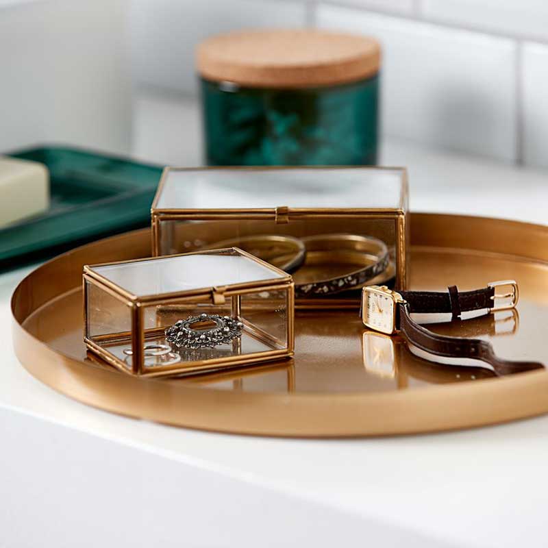 Kutija za Nakit - 2 komada u pakovanju - Mesing - Staklo