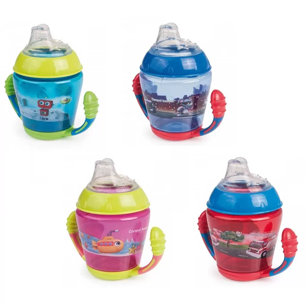 Canpol baby šolja Non Spill sa ručkama 230ml Happy vehicles 56/502