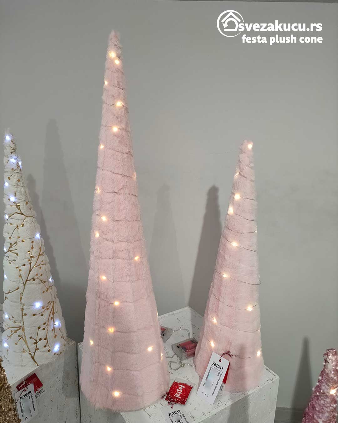 Svetleća LED Kupa Plush Cone 80 cm Roze