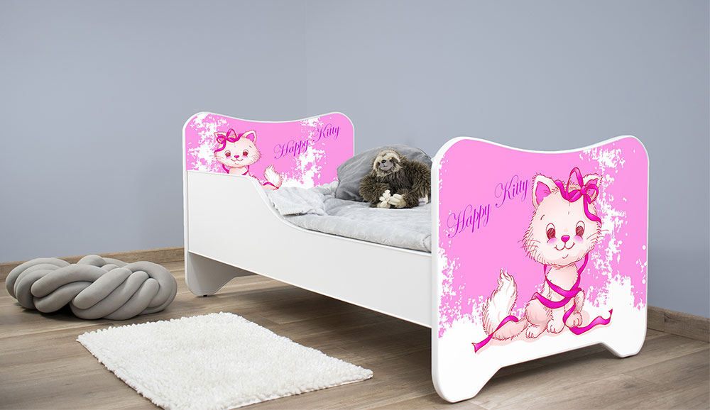 Dečiji krevet sa dušekom i letvicama 140x70 cm Happy kitty 