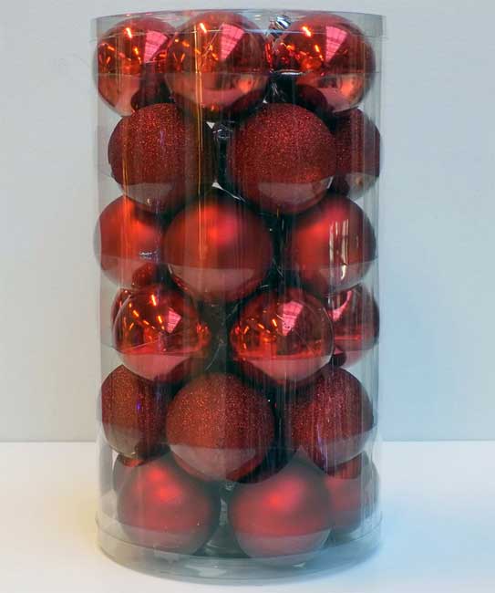 Novogodišnji ukrasi za jelku Kugle Crvene 30 kom. 19014