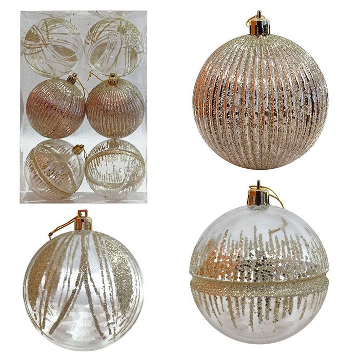 Ukrasi za jelku - 6 kugli prečnika 8 cm