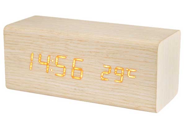 Drveni LED budilnik sa termometrom OC06