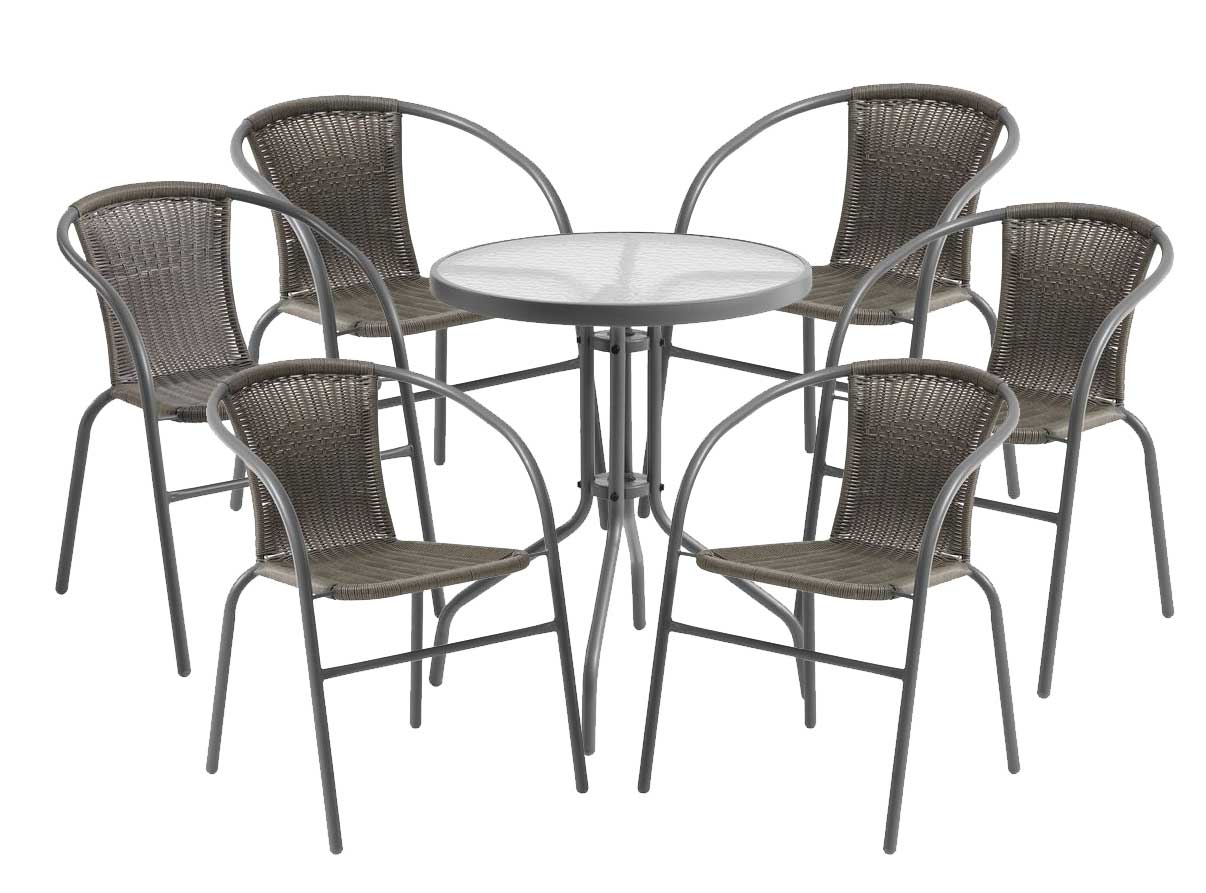 Garnitura Cristobal Grey 6 Stolica i Sto