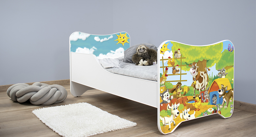Dečiji krevet sa dušekom i letvicama 160x80 cm Happy kitty Farm