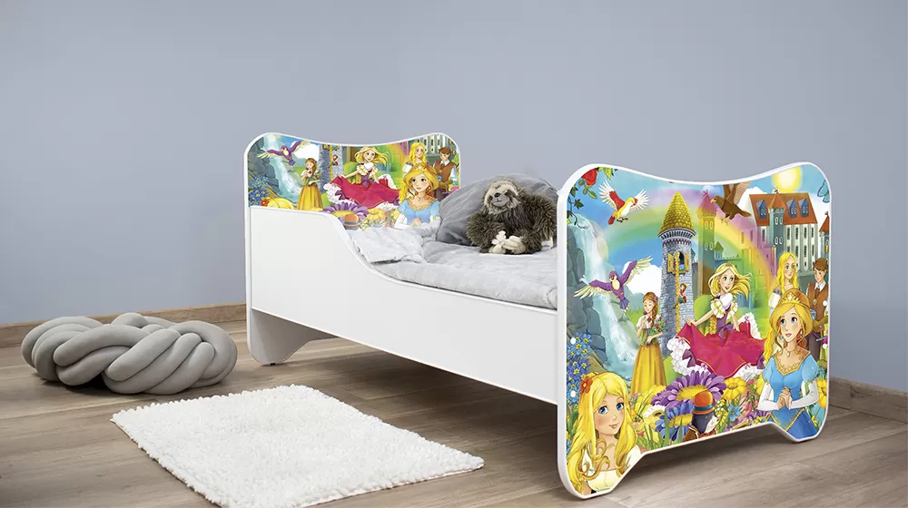 Dečiji krevet sa dušekom i letvicama 160x80 cm Happy kitty Princesses