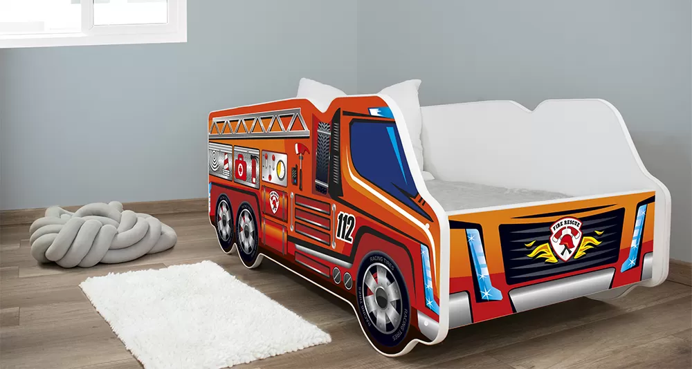 Dečiji krevet sa dušekom i letvicama 140x70 Truck Firetruck