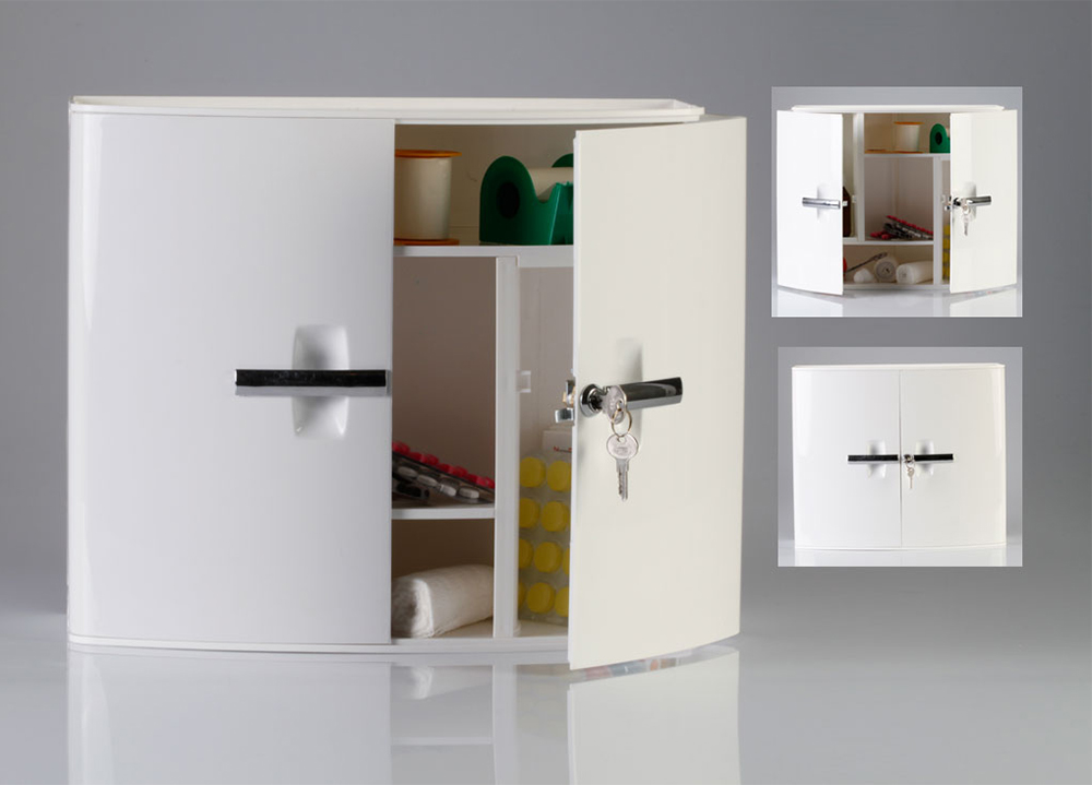 Višenamenski ormarić za kupatilo 095, beli sa zaključavanjem