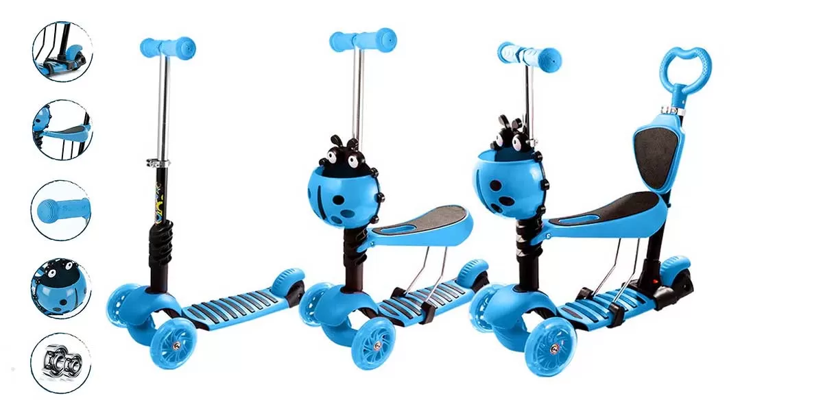 Dečiji trotinet guralica sa sedištem 3u1 Bubamara plava 652