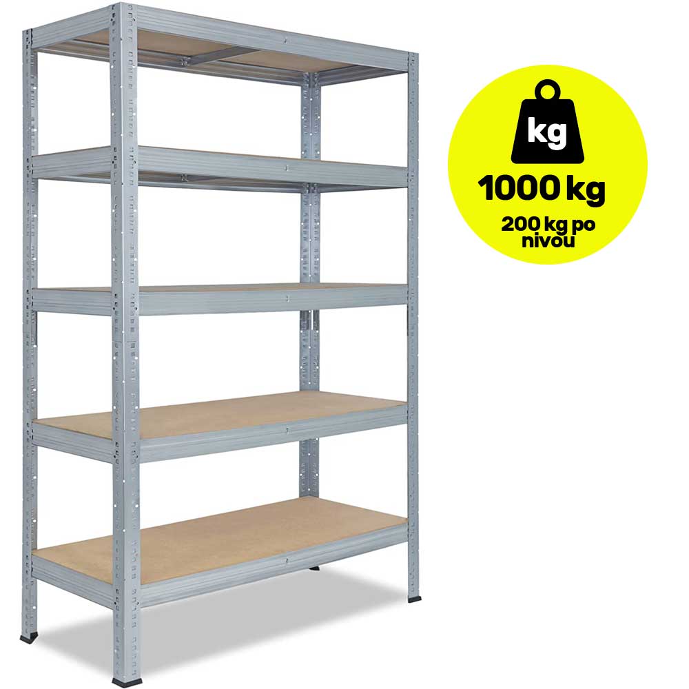 Metalna stalaža sa pet polica Ukupne nosivosti 1000kg 180x150x45cm