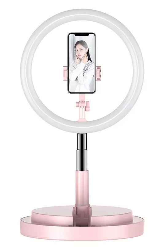 Selfi stalak sa LED svetlom Ring stand pink