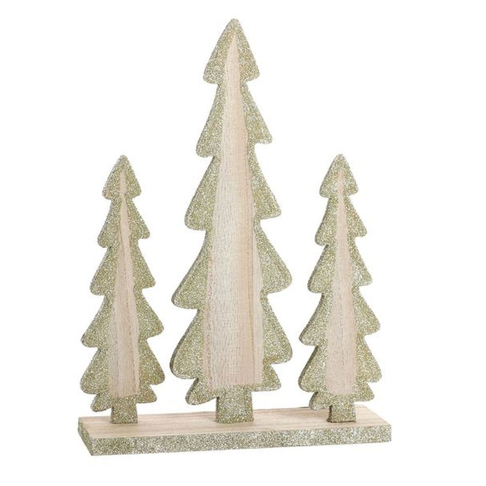 Novogodišnja dekoracija Tri drvene jelkice 30cm