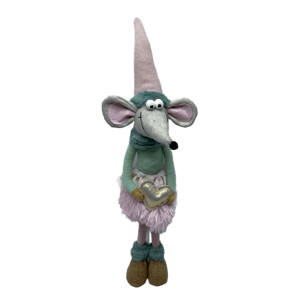 Novogodišnja dekoracija plišana lutka Novogodišnji miš 53cm