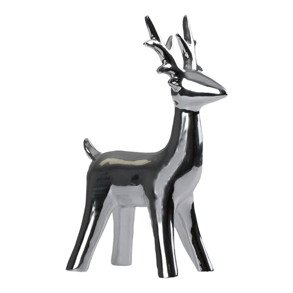 Novogodišnja i božićna dekoracija Keramička figurica 22cm Srebrni irvas