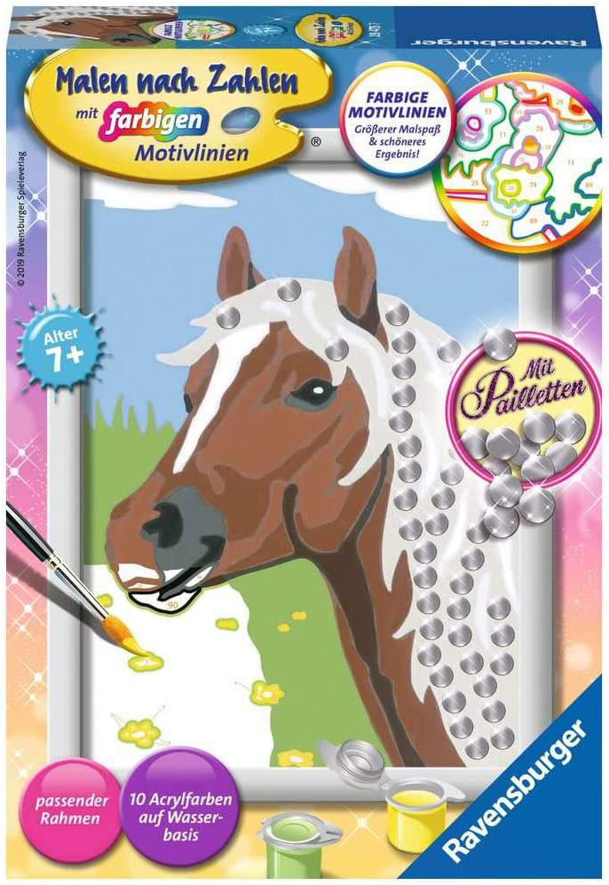 Ravensburger Bojanka po brojevima + akrilne boje Konj sa belom grivom 28475 - Image 1