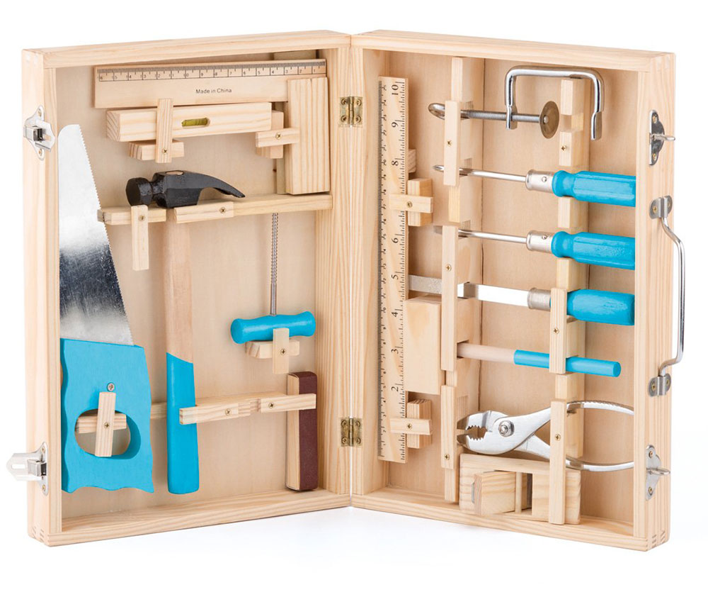 WOODY Igračka - Metalni alat u drvenom koferu  91800