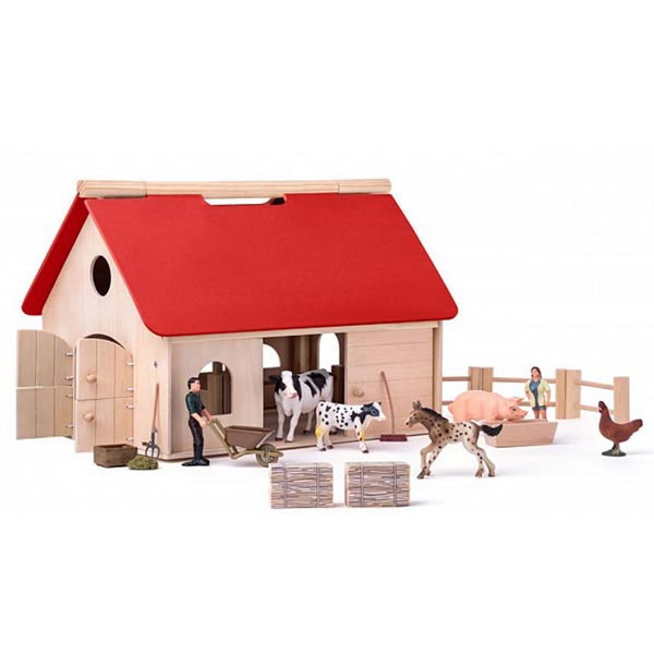 WOODY Velika drvena farma sa ljudima, životinjama i opremom 90261 - Image 1