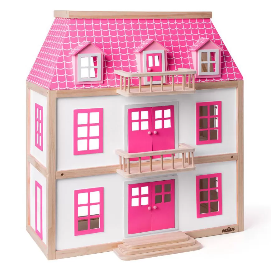 WOODY Kućica za lutke sa nameštajem i lutkama Vila Wisteria 91873