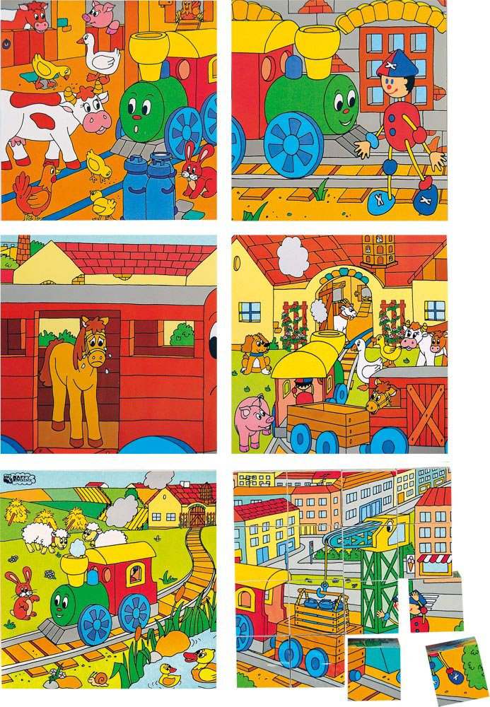 WOODY Kocke - slagalica 4x4 Srećni mašinovođa 93005