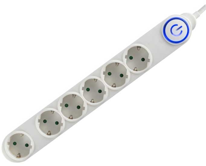 Produžni kabl sa 6 utičnica 1.5m 3.5kW NV06TK/WH