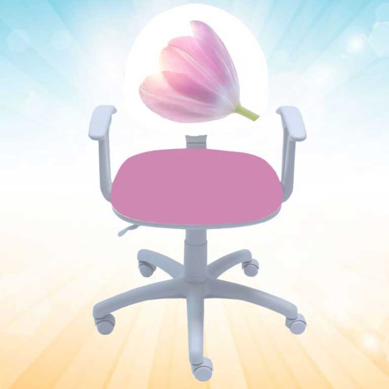 Dečija radna stolica Smart White Cvet