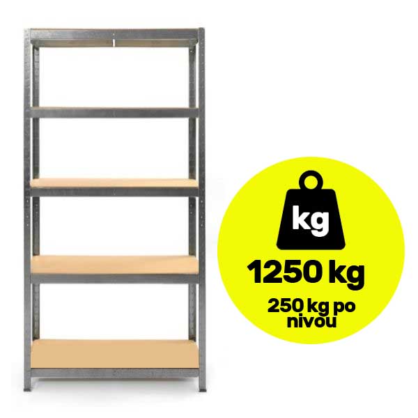 Metalna polica velike nosivosti 5x250kg 180x100x60cm