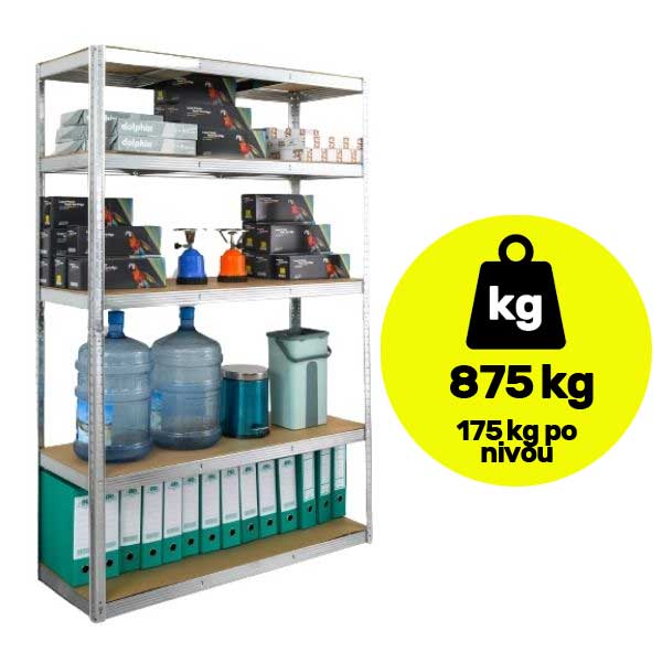 Metalna polica velike nosivosti 5x175kg 180x120x30cm