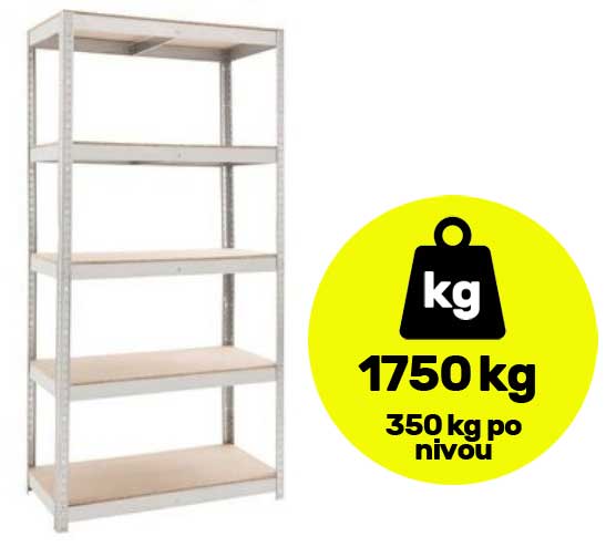Metalna polica sa pet nivoa velike nosivosti 5x350kg 180x100x60cm
