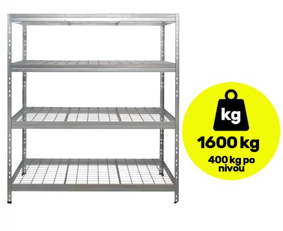 Metalna polica velike nosivosti 4x400kg 180x150x60cm