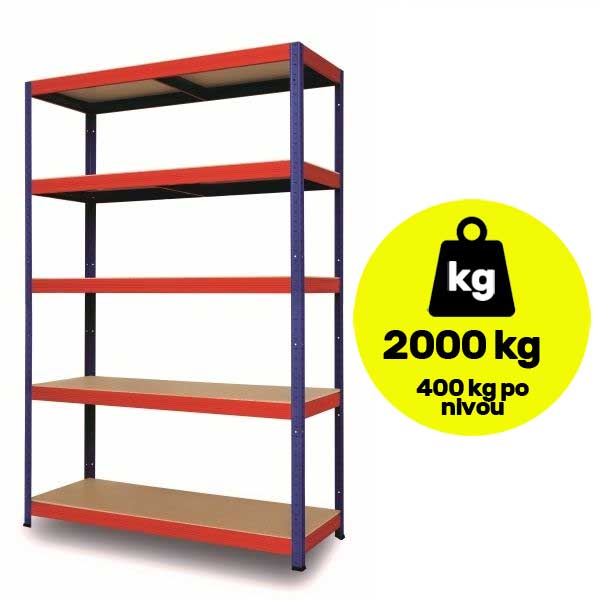 Metalna polica velike nosivosti 5x400kg 180x100x50cm