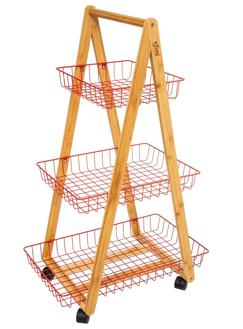 Kuhinjska Polica Merdevine Sa Točkićima Crvene Žice