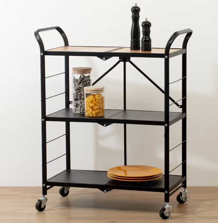 Sklopiva Polica Sa Točkovima Metal - Drvo Five Simply Smart