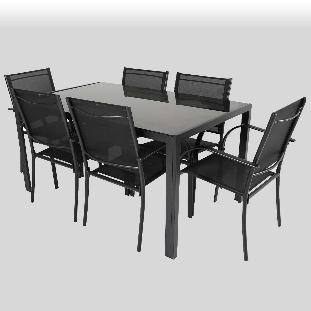 6 Stolica i Sto sa staklom - Baštenski Set Farina Black