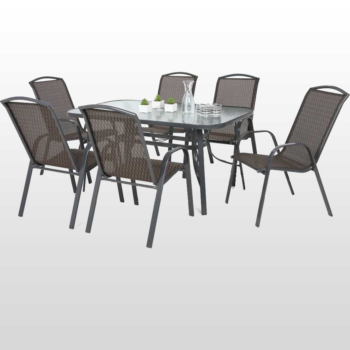 Velika Trpezarijska Baštenska Garnitura Za Dvorište i Terasu - Fieldmann Modica - 6 Stolica i Sto