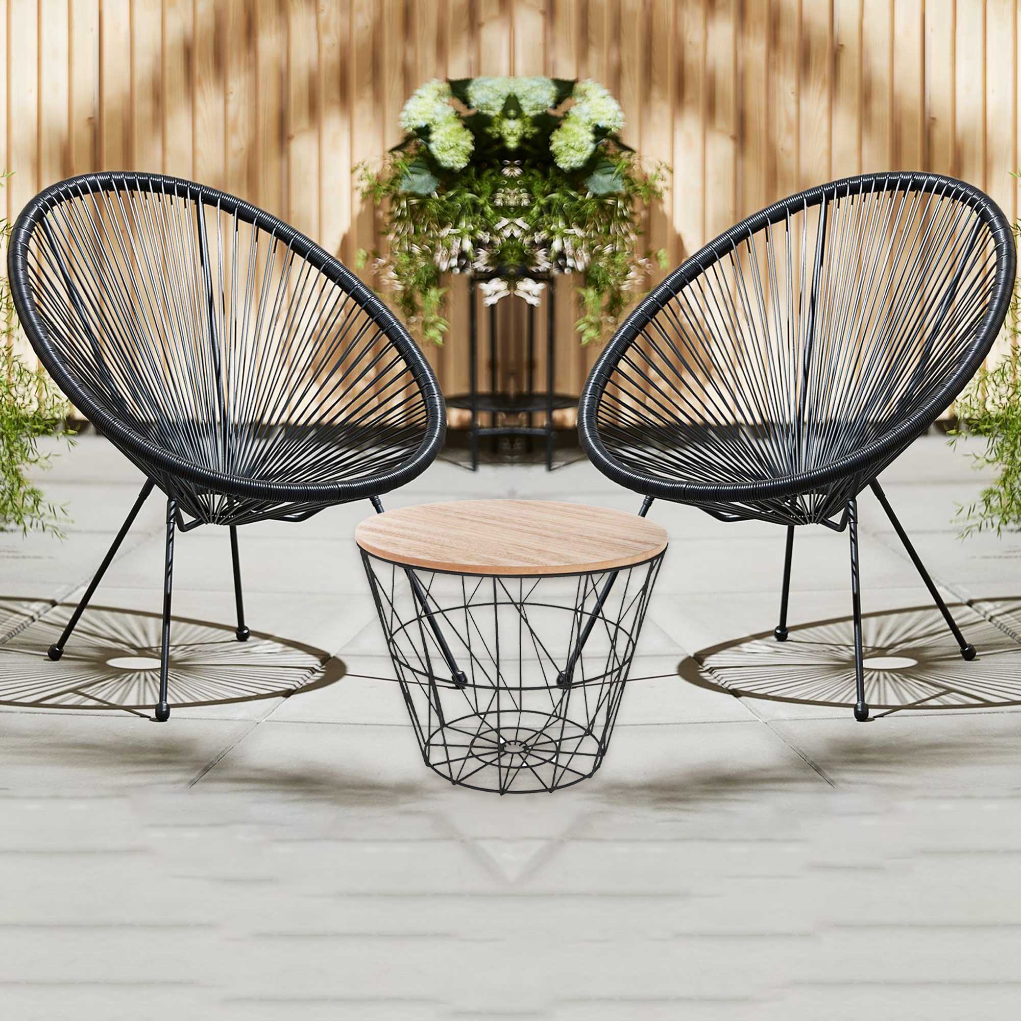 Kufi Atmosphera Black - Lounge Baštenska Garnitura - 2 Fotelje i Stočić