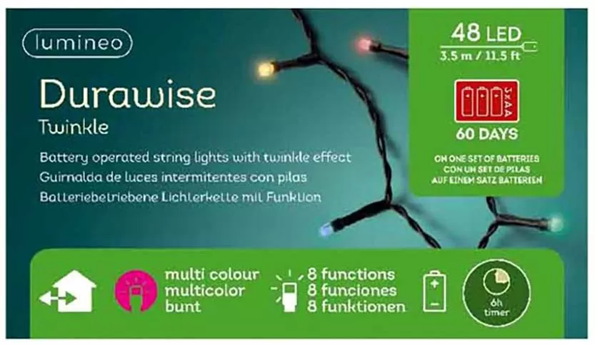 Lumineo Šarene LED lampice na baterije 48 LED 49.7126