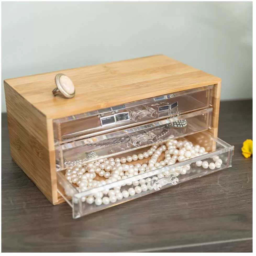 Kutija za nakit sa 3 fioke Bambus Estia