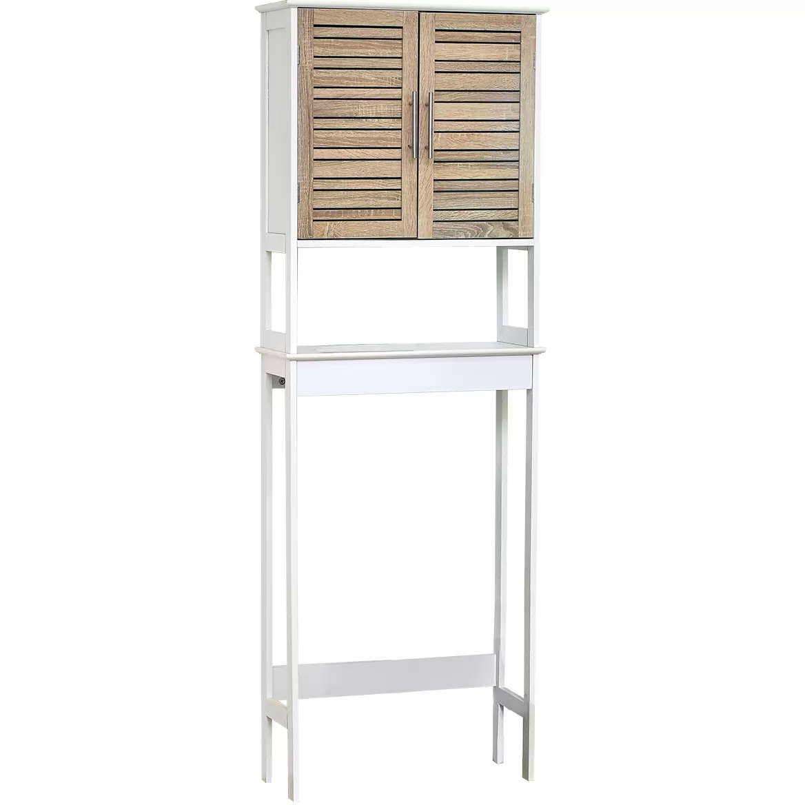 Tendance Kupatilski Ormarić Sa Dvoje Vrata i Jednom Policom Stochklom 63x23x179cm Mdf Bambus Bela