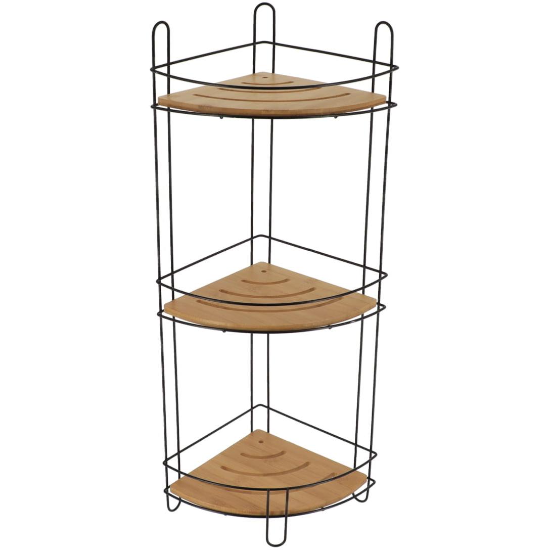 Tendance Trostruka Ugaona Polica 61,5x27x20 Cm Mdf/bambus Crna