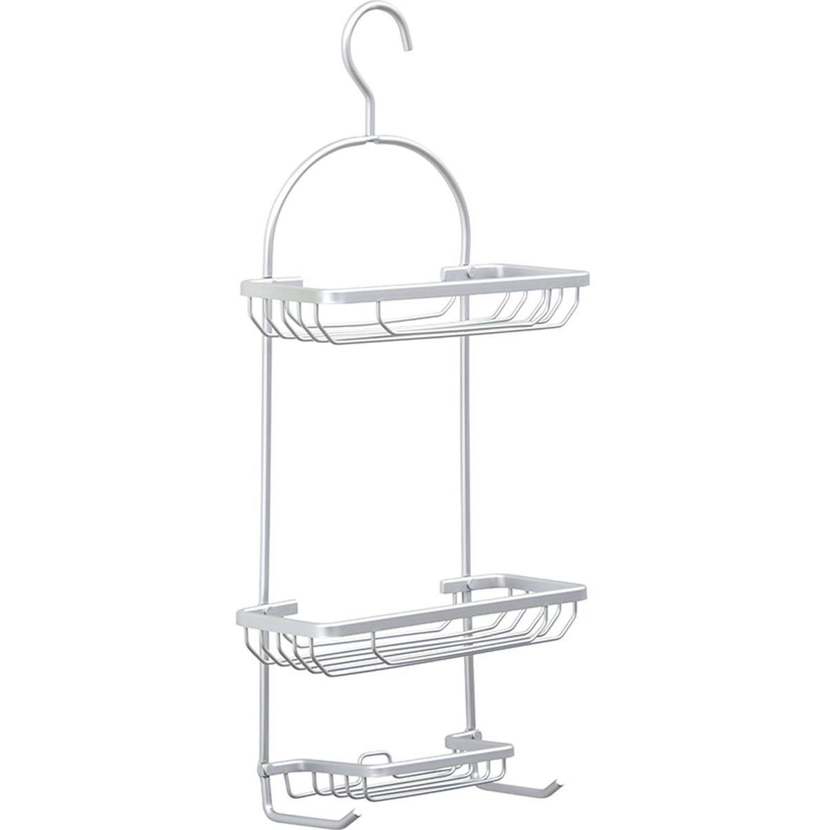 Tendance Dvostruka Viseća Polica Velika Sa Kukicom 28x12,5x65 Cm Aluminijum Hrom