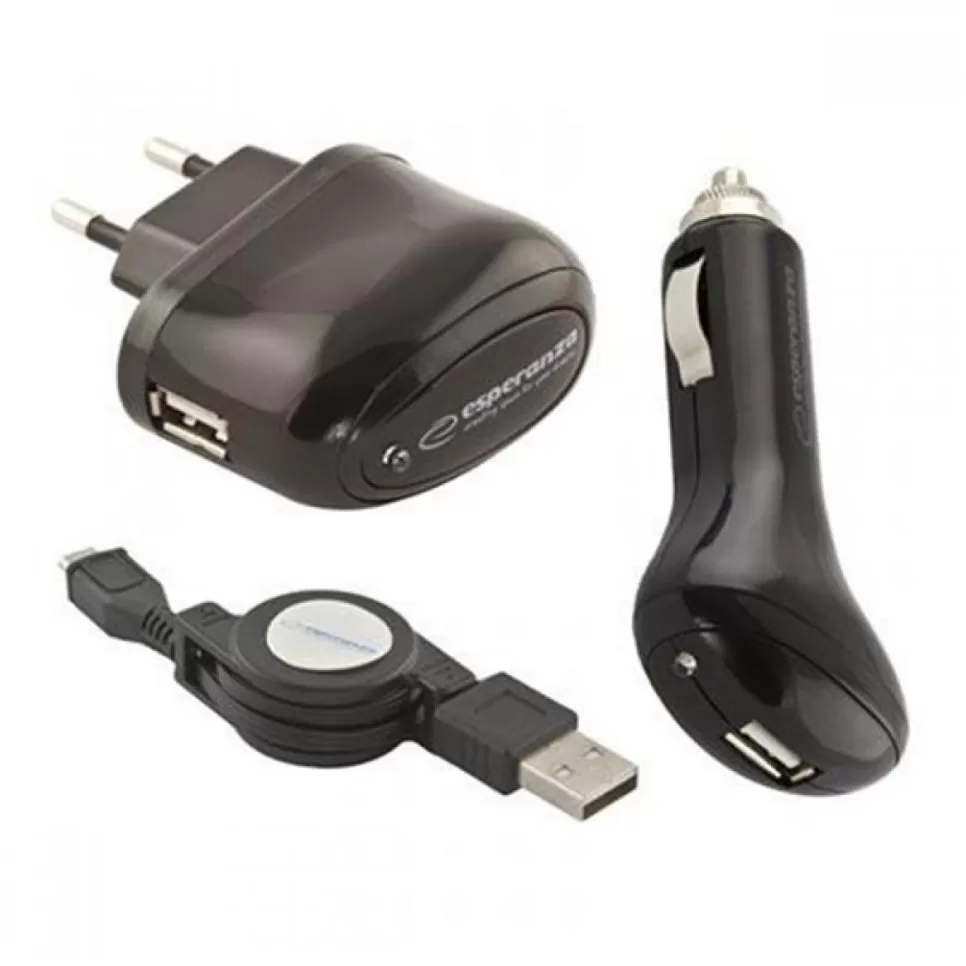 Esperanza Univerzalni Punjač AC/DC USB microUSB 1A EZ116