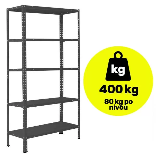 Montažna metalna polica velike nosivosti 4x80kg 188x90x30cm