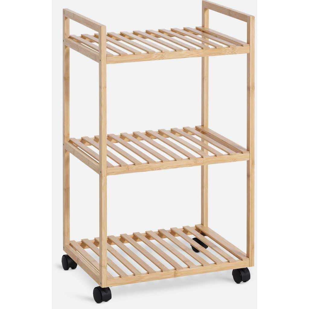 Drvena Polica Sa Točkićima Devt 3 Etaže Bambus