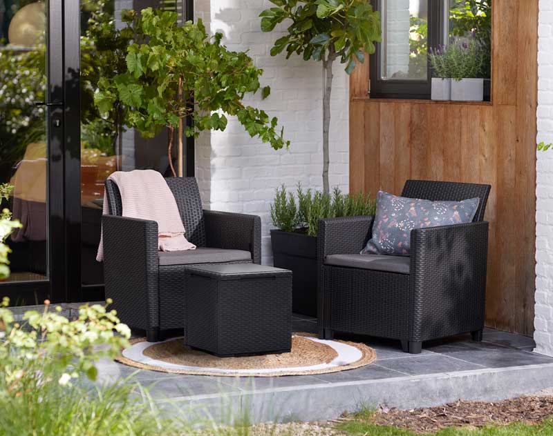 Balkonski set Marie sa box stolom Vigo Graphitte