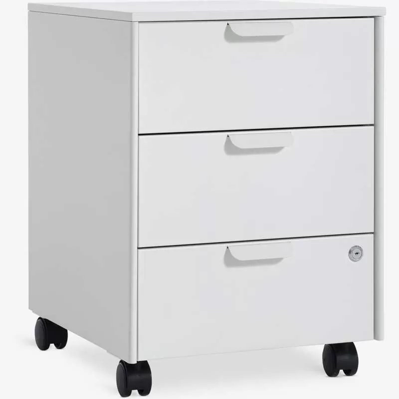 Čelični ormarić sa tri fioke i bravom za zaključavanje Beli