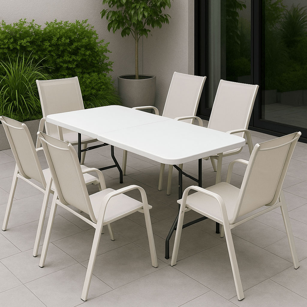 Garnitura za 6 osoba sa sklopivim stolom Butter